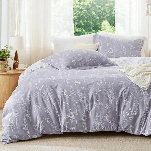 Miniatura 27 de Bedsure - Juego de edredón tamaño King, juego de ropa de cama verde salvia, 3 piezas de ropa de cama floral bonita, 1 edredón reversible suave