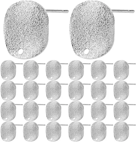 Milisten 30 aretes redondos con base de oreja de 0.47 pulgadas, de acero inoxidable, almohadillas planas, hallazgos de joyería para hacer aretes y