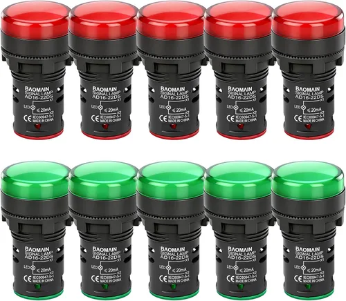 Miniatura 11 de Baomain LED Indicador Piloto Luz Piloto AD16-22D AC 110V 20mA Ahorro de Energía Verde Paquete de 2