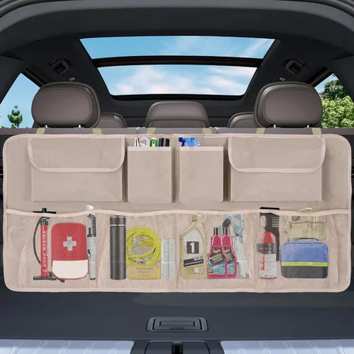 Miniatura 11 de Organizador y almacenamiento para maletero de automóvil, accesorios de almacenamiento colgantes para asiento trasero de gran capacidad, organizador