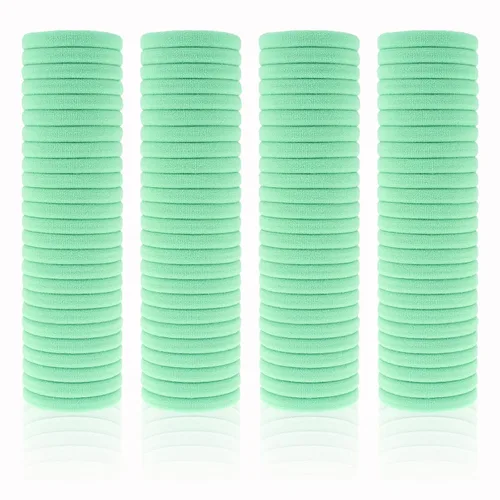 Miniatura 14 de Paquete de 100 ligas para el cabello sin costuras para mujeres y niñas, soportes para cola de caballo para cabello grueso (blanco)