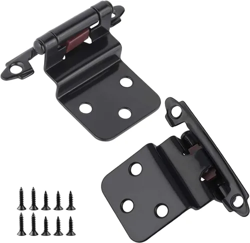 Miniatura 8 de Bisagras para puertas de gabinete de cocina de 3/8 pulgadas, paquete de 4 pares de bisagras de gabinete semiocultas negras, bisagras de puerta