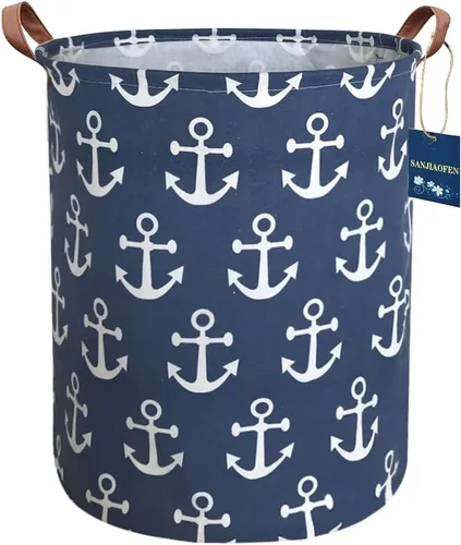 Canasta de almacenamiento plegable de tela de lona para la ropa sucia para el hogar, la oficina, organizador de juguetes, decoración del hogar Ancla