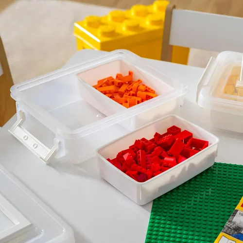 Miniatura 4 de IRIS USA Contenedores de almacenamiento de plástico de 1 cuarto de galón con tapas, paquete de 2, contenedores de almacenamiento para manualidades