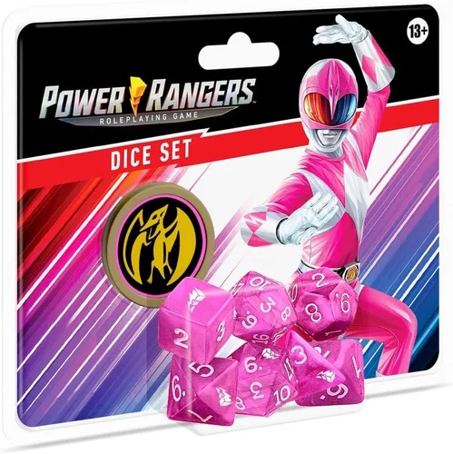 Miniatura 5 de Renegade Game Studios Power Rangers RPG - Juego de dados poliédricos personalizados de 8 piezas con moneda de poder Rojo