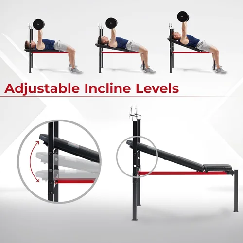 Miniatura 3 de Sunny Health & Fitness Multi-Function Adjustable Weight Bench with Squat Rack & Barbell Rack, Full Body Strength Training Equipment for Home Gym