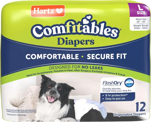 Miniatura 12 de Hartz Pañales desechables para perros, talla M, 32 unidades, ajuste cómodo y seguro, fácil de poner Value Pack