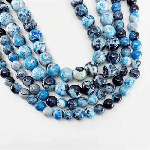 Miniatura 13 de 4 6 8 10 0.472 in cuentas de piedras preciosas naturales redondas de piedra suelta para bricolaje pulsera, collar, pendientes, joyería artesanía Azul