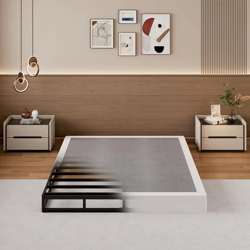 Miniatura 13 de SHLAND Base para somier Queen de 2 pulgadas de perfil bajo, láminas de cama de montaje fácil, estructura metálica resistente, base de apoyo para 2