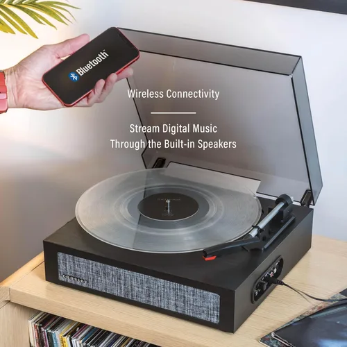 Miniatura 3 de Crosley CR6042A-BK Scout - Tocadiscos Bluetooth de 3 velocidades con altavoces integrados, color negro