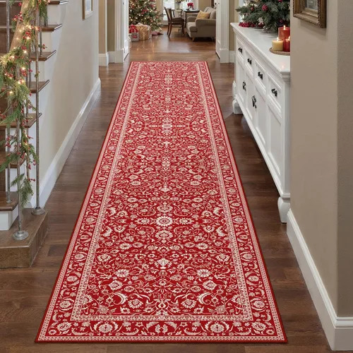 Miniatura 43 de HUGEAR 8x10 Alfombras lavables a máquina color marrón para pasillo, alfombra grande de área interior, alfombra de acento floral, alfombra de pelo