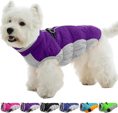 Miniatura 51 de Abrigo de invierno para perro, chaqueta grande para perro, chaqueta impermeable para mascotas con cremallera trasera, abrigo para mascotas con arnés