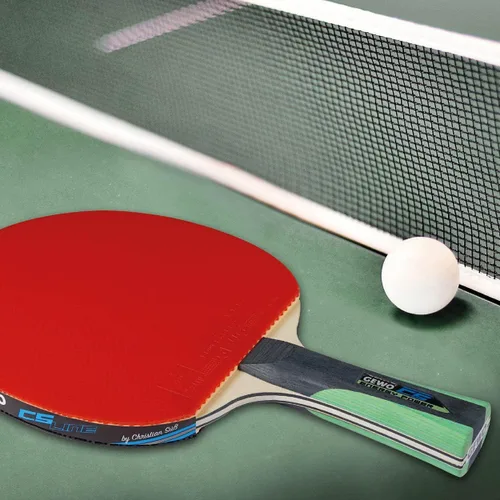 Miniatura 2 de GEWO Pala de tenis de mesa, jugador Thunderball 2, agarre alto, giro, ataque, adulto, juvenil, agarre de 4.0 pulgadas Gris/Verde