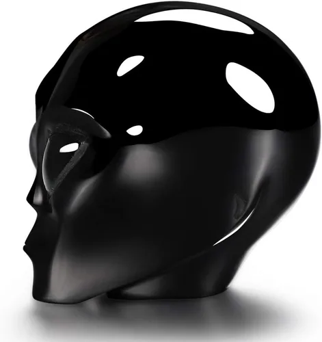 Miniatura 5 de Skullis 2.0 "Cráneo alienígena de cristal de obsidiana negra, escultura de arte fino de piedras preciosas talladas a mano, estatua de piedra