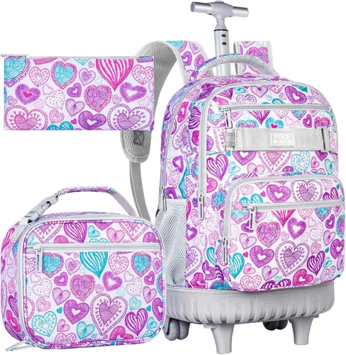 Miniatura 17 de 3 piezas de mochila rodante para mujeres y hombres, bolsa de 21 pulgadas para adultos con ruedas, juego de mochilas con ruedas para niñas y niños
