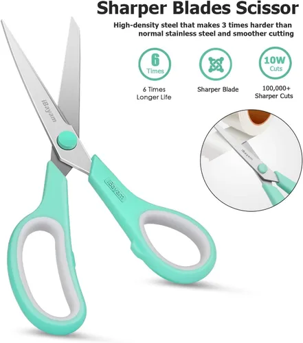 Miniatura 4 de iBayam - Tijeras multipropósito de 8 pulgadas, resistentes, paquete de 36 unidades, hojas ultra afiladas de 2.5 mm de grosor, con mangos de agarre