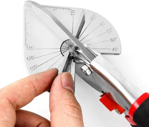 Miniatura 3 de Herramientas manuales de corte de inglete multiángulo, tijeras de ángulo ajustable de 45 a 135 grados, herramientas para molduras de vinilo y Con 2