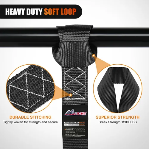 Miniatura 3 de Nilight Soft Loop - Correas de amarre de motocicleta de 1.7 x 17 pulgadas, resistentes, 12,000 libras, resistencia máxima a la rotura para asegurar