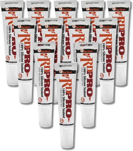 Miniatura 7 de Red Devil 08090I RD PRO Sellador de silicona RTV 100% resistente al calor, 10.1 onzas., rojo, paquete de 12, fabricado en Estados Unidos