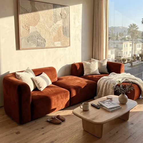 Miniatura 6 de Acanva - Sofá de terciopelo de lujo moderno con respaldo curvo estrecho, sofá cómodo de estilo minimalista para sala de estar y apartamento