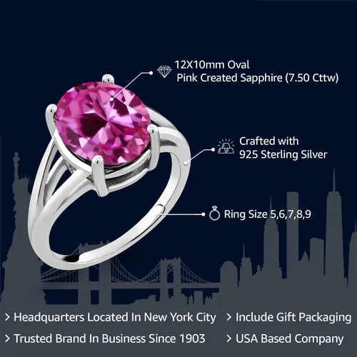 Miniatura 119 de Gem Stone King Anillo solitario con piedra preciosa de 3.00-7.00 quilates Plata de ley 925 Ovalado de 0.47 x 0.49 pulgadas Anillo