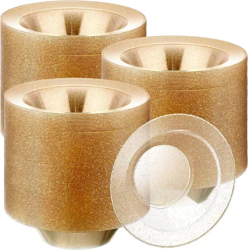Miniatura 8 de Tanlade 100 cuencos de plástico con borde de 12 onzas, tazones desechables para sopa, elegantes para fiestas, postres, vajilla desechable