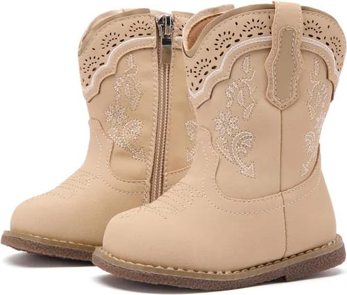 Miniatura 19 de BMCiTYBM Botas de bebé vaqueras para niño y niña, botas vaqueras occidentales para bebé, botas de vaquero para bebé con punta redonda, botas