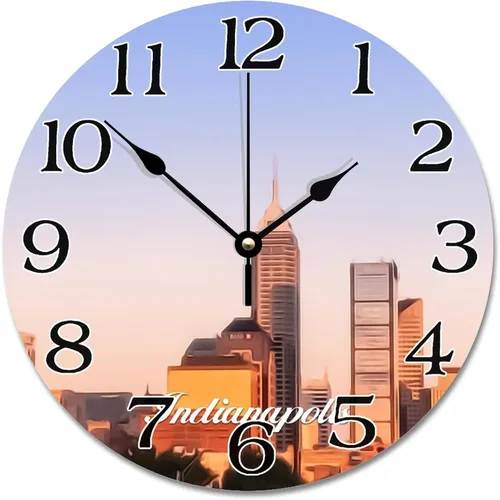 Miniatura 21 de Reloj de pared con paisaje urbano de Nueva York, Estados Unidos, reloj de pared grande de viaje, funciona con pilas, 9 pulgadas, silencioso