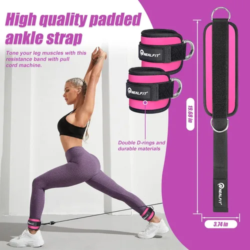 Miniatura 2 de NEALFIT Ankle Strap for Cable Machine, Gym Ankle Cuff for Kickbacks, Leg Extensions, Glute Workouts, Booty Hip Abductors Exercise for Women and Men