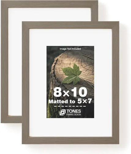 Miniatura 46 de TONES FRAME DESIGN Juego de 2 portarretratos de 5 x 7 pulgadas con acabado de chapa de madera maciza de roble de 5 x 7 pulgadas con paspartú de 4 x
