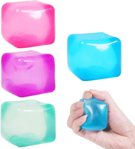 Miniatura 9 de 2 piezas de gran cubo de estrés de 2.45 pulgadas, bola blanda de hielo de mampostería Squishy - Juguete de diamante de malta y azúcar para tu mejor