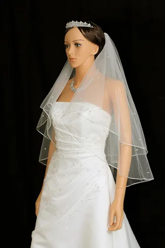 Miniatura 2 de SAMKY 2T 2 Tier Rattail Scattered Rhinestone Crystal Bridal Wedding Veil