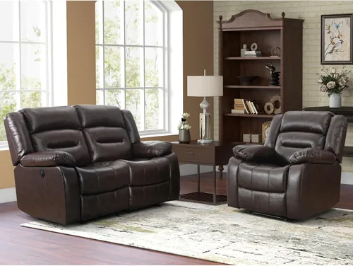 Miniatura 21 de EBELLO Sofá Reclinable Eléctrico de Piel Sintética para Dos Personas, Juego de Sofá Reclinable de 3 Asientos, Juego de Sillón Sofá Reclinable Marrón