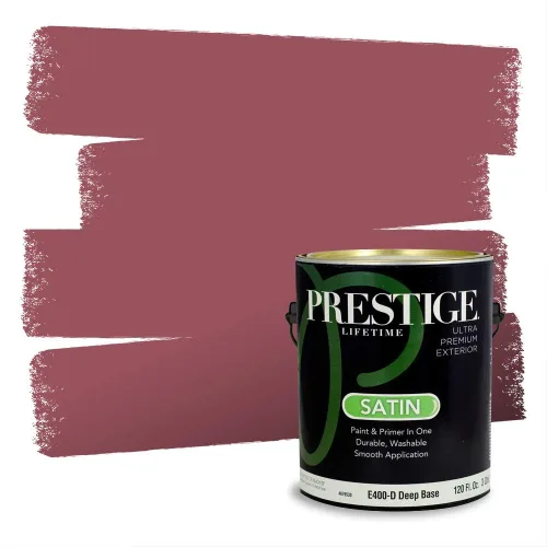 Miniatura 235 de Prestige Paints Pintura exterior e imprimación en uno, 1 galón, plano, coincidencia comparable de Valspar* Amber Rose*
