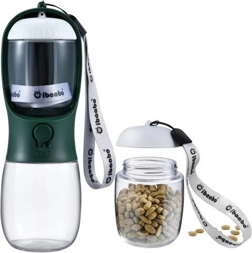 Miniatura 26 de Cibaabo Botella de agua para perros con contenedor de alimentos, cuenco de agua para cachorros de viaje, dispensador portátil para mascotas