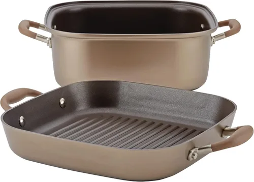Miniatura 8 de Anolon Advanced - Sartén antiadherente anodizada dura para parrilla, plancha y tostadora, 11 pulgadas, color marrón