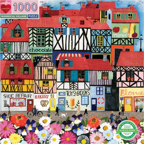 Miniatura 2 de eeBoo: Piece and Love Whimsical Village - Rompecabezas cuadrado de 1000 piezas para adultos y familias, incluye piezas brillantes y resistentes