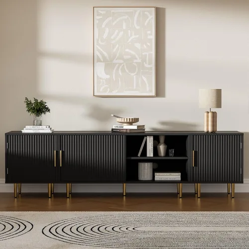 Miniatura 7 de Housoul Soporte de TV de 71 pulgadas para TV de 50/60/70/80 pulgadas, soporte de TV moderno para TV de 75 pulgadas, centro de entretenimiento