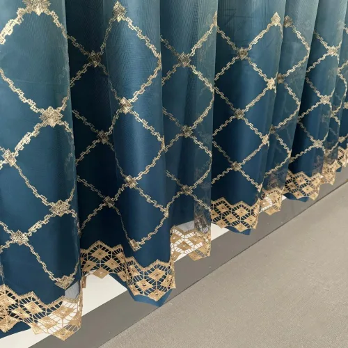 Miniatura 8 de Amidoudou 1 par de cortinas geométricas de doble capa para sala de estar, cortinas bordadas con patrón de diamante degradado para dormitorio