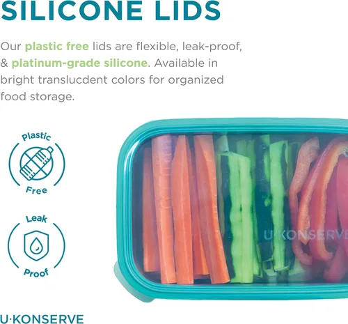 Miniatura 4 de U Konserve Contenedor rectangular de acero inoxidable para almacenamiento de alimentos, tapa de silicona a prueba de fugas, apto para lavavajillas