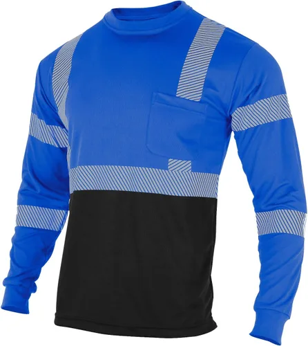 Miniatura 2 de VENDACE Camisetas de seguridad reflectantes de alta visibilidad, paquete de 3 camisetas de trabajo de construcción de manga larga Hi Vis, para Azul
