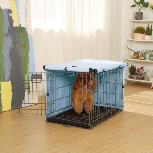 Miniatura 5 de X-ZONE PET Cubierta para jaula de perro de doble puerta - Cubierta para perrera de poliéster, se ajusta a jaula de alambre para perros de 24