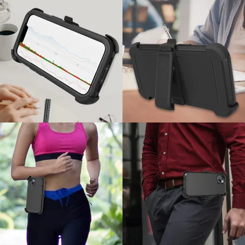 Miniatura 6 de Funda resistente para Apple iPhone 14, con clip para cinturón y soporte, resistente a prueba de golpes, funda protectora de cuerpo completo