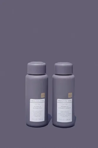 Miniatura 2 de Kristin Ess Juego de champú y acondicionador de cabello morado para rubio, moreno, plateado + cabello gris, anti latón + tonos amarillos, seguro
