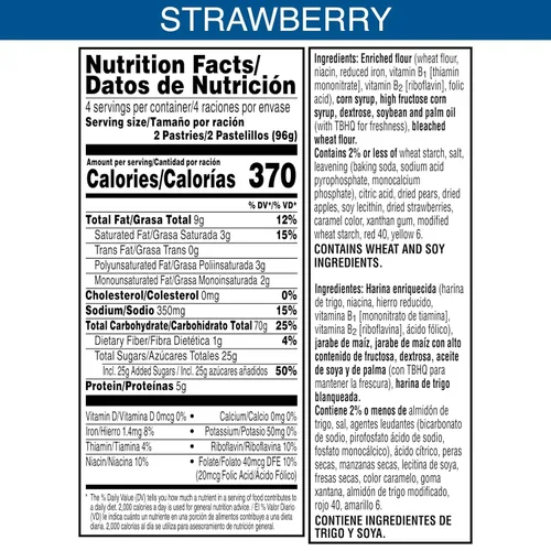 Miniatura 2 de Pop-Tarts Pasteles para tostadora, comida para el desayuno y aperitivos para niños, fresa sin glaseado, caja de 10.15 libras (96 unidades)
