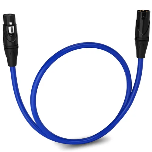 Miniatura 113 de LyxPro Cable de micrófono XLR hembra a macho de ángulo recto de 3 pines de 1.5 pies para altavoces amplificados, interfaz de audio, rendimiento