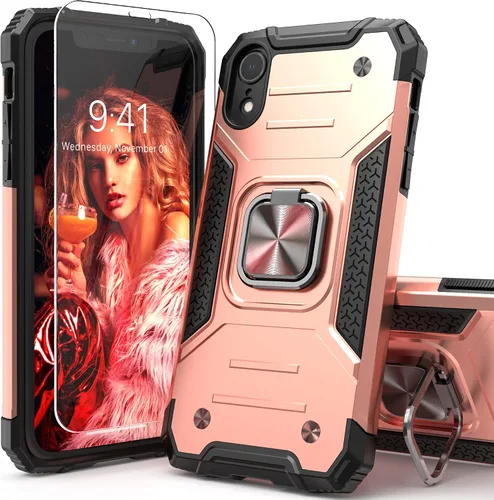 Miniatura 18 de Funda protectora ligera para iPhone Xs con protector de pantalla, absorción de golpes, resistente a prueba de caídas con soporte para automóvil