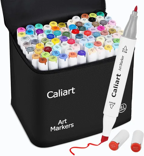 Caliart Marcadores a base de alcohol de 81 colores, rellenos de cesta de Pascua para adolescentes, regalos para adolescentes, cosas de moda,