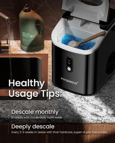 Miniatura 7 de VIVIDMOO Nugget - Máquina de hielo para encimera, 34 libras/día, máquina de hielo portátil de guijarros sónicos con autolimpieza, hielo rápido en 6