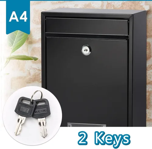 Miniatura 6 de Buzón con cerradura de llave, buzones de bloqueo montados en la pared, caja de bloqueo de caída de pequeña capacidad para exteriores, color negro